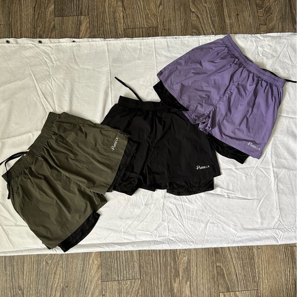 PUDOLLA  Running Shorts Trio - Olive, Black, Purple size M excellent condition - Picture 1 of 14